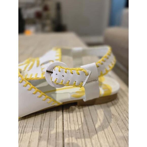 Farm Rio Women's White Slingback Sandals Palm Tree Whipstitch Casual Size 8 - Picture 10 of 11